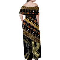 Assyrian New Year Family Matching Off Shoulder Maxi Dress and Hawaiian Shirt Akitu 6774 Kha B Nissan - Wonder Print Shop