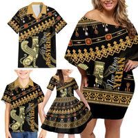 Assyrian New Year Family Matching Off Shoulder Short Dress and Hawaiian Shirt Akitu 6774 Kha B Nissan - Wonder Print Shop