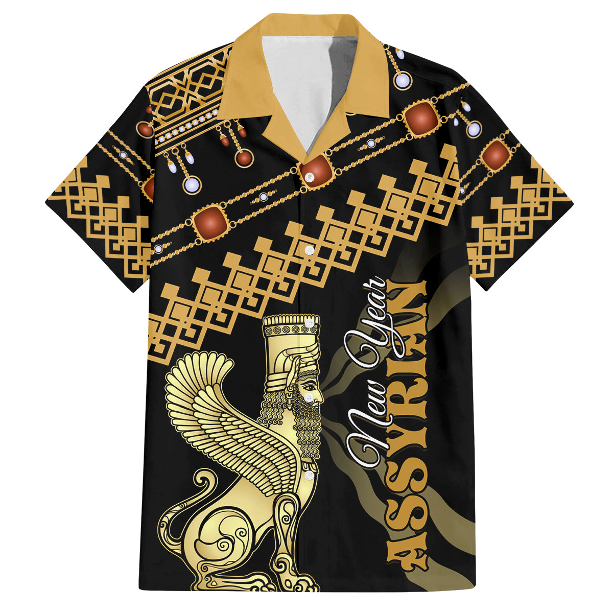 Assyrian New Year Family Matching Off Shoulder Short Dress and Hawaiian Shirt Akitu 6774 Kha B Nissan - Wonder Print Shop