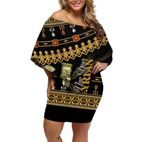 Assyrian New Year Family Matching Off Shoulder Short Dress and Hawaiian Shirt Akitu 6774 Kha B Nissan - Wonder Print Shop