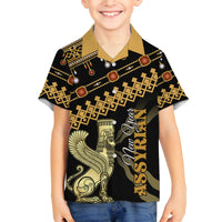 Assyrian New Year Family Matching Off Shoulder Short Dress and Hawaiian Shirt Akitu 6774 Kha B Nissan - Wonder Print Shop