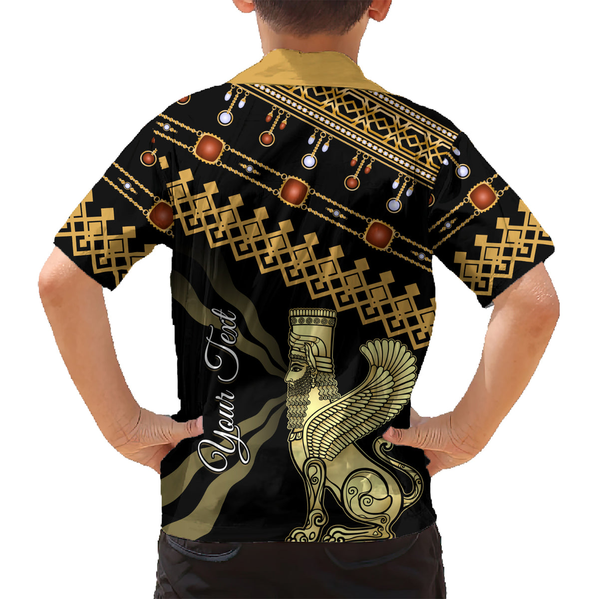 Assyrian New Year Family Matching Short Sleeve Bodycon Dress and Hawaiian Shirt Akitu 6774 Kha B Nissan - Wonder Print Shop