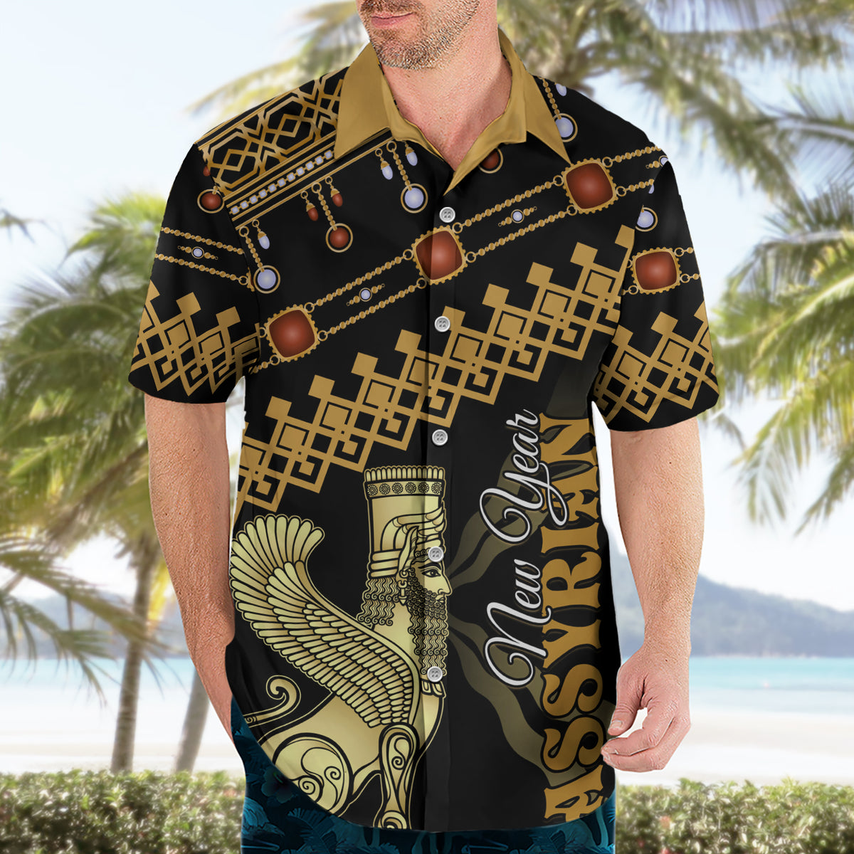 Assyrian New Year Hawaiian Shirt Akitu 6774 Kha B Nissan - Wonder Print Shop