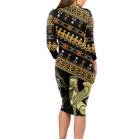 Assyrian New Year Long Sleeve Bodycon Dress Akitu 6774 Kha B Nissan - Wonder Print Shop