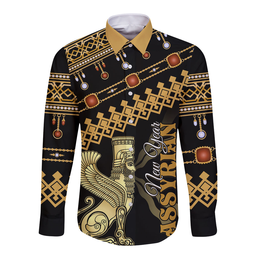 Assyrian New Year Long Sleeve Button Shirt Akitu 6774 Kha B Nissan - Wonder Print Shop