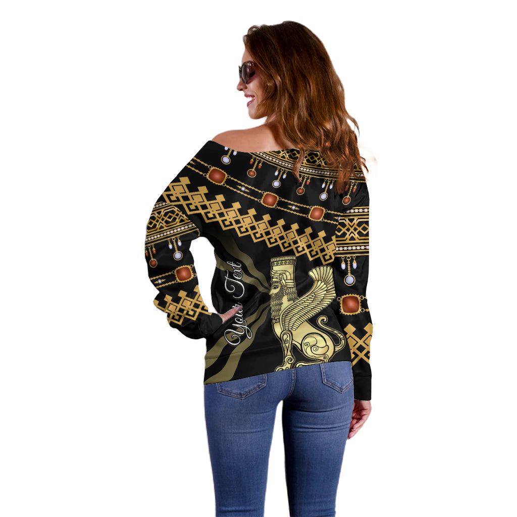 Assyrian New Year Off Shoulder Sweater Akitu 6774 Kha B Nissan - Wonder Print Shop