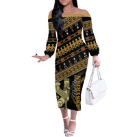 Assyrian New Year Off The Shoulder Long Sleeve Dress Akitu 6774 Kha B Nissan - Wonder Print Shop