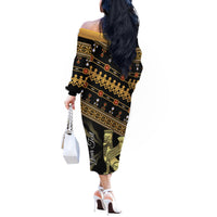 Assyrian New Year Off The Shoulder Long Sleeve Dress Akitu 6774 Kha B Nissan - Wonder Print Shop
