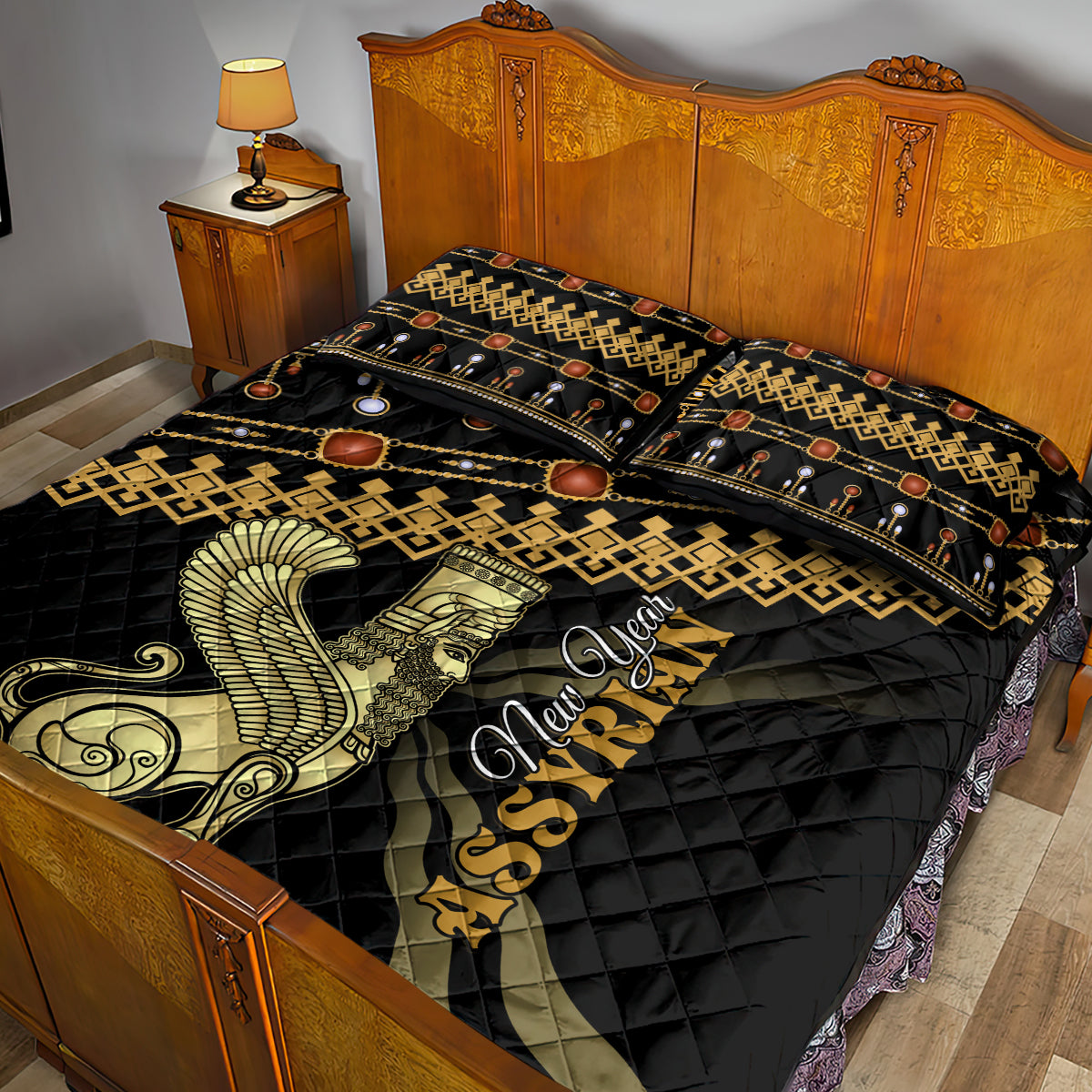 Assyrian New Year Quilt Bed Set Akitu 6774 Kha B Nissan - Wonder Print Shop