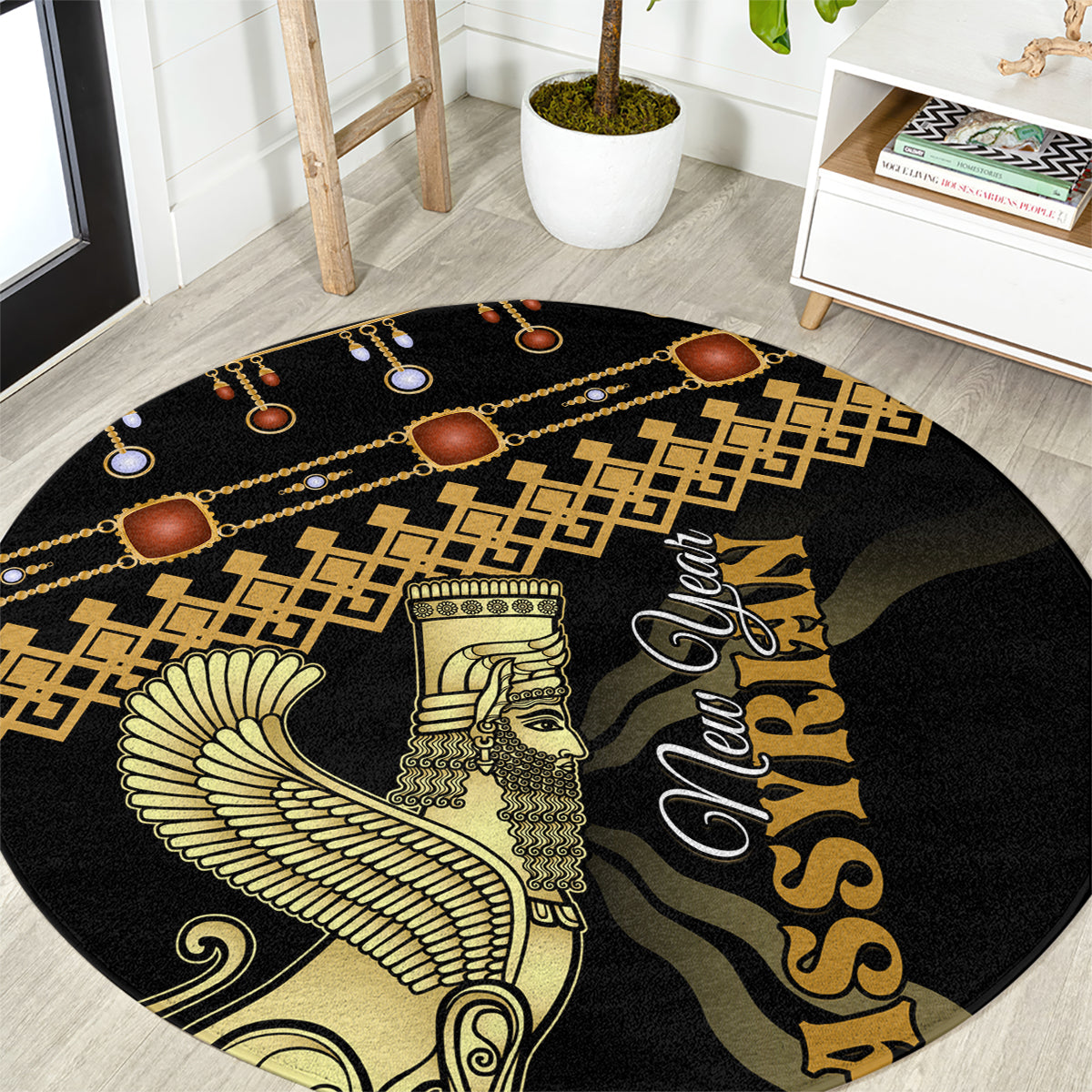 Assyrian New Year Round Carpet Akitu 6774 Kha B Nissan
