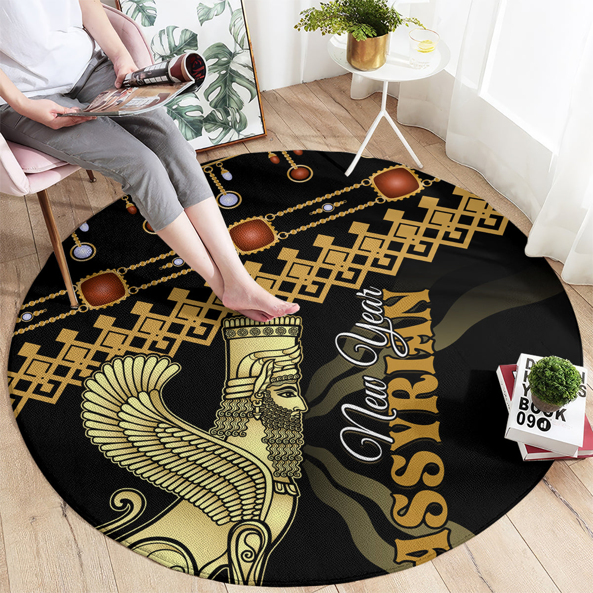 Assyrian New Year Round Carpet Akitu 6774 Kha B Nissan