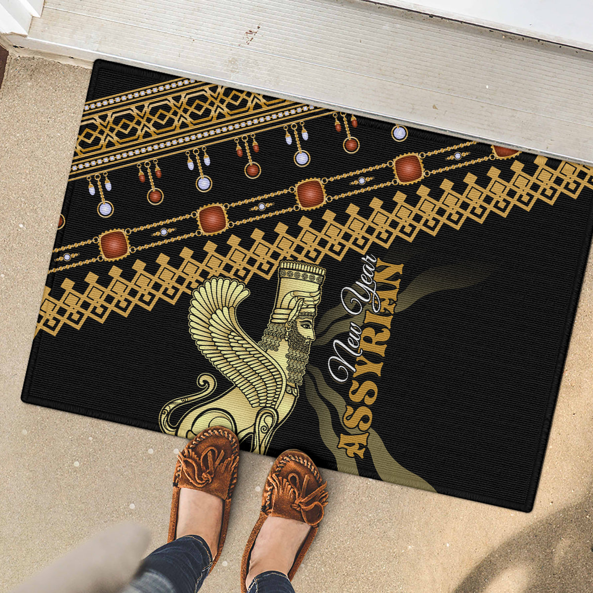 Assyrian New Year Rubber Doormat Akitu 6774 Kha B Nissan - Wonder Print Shop