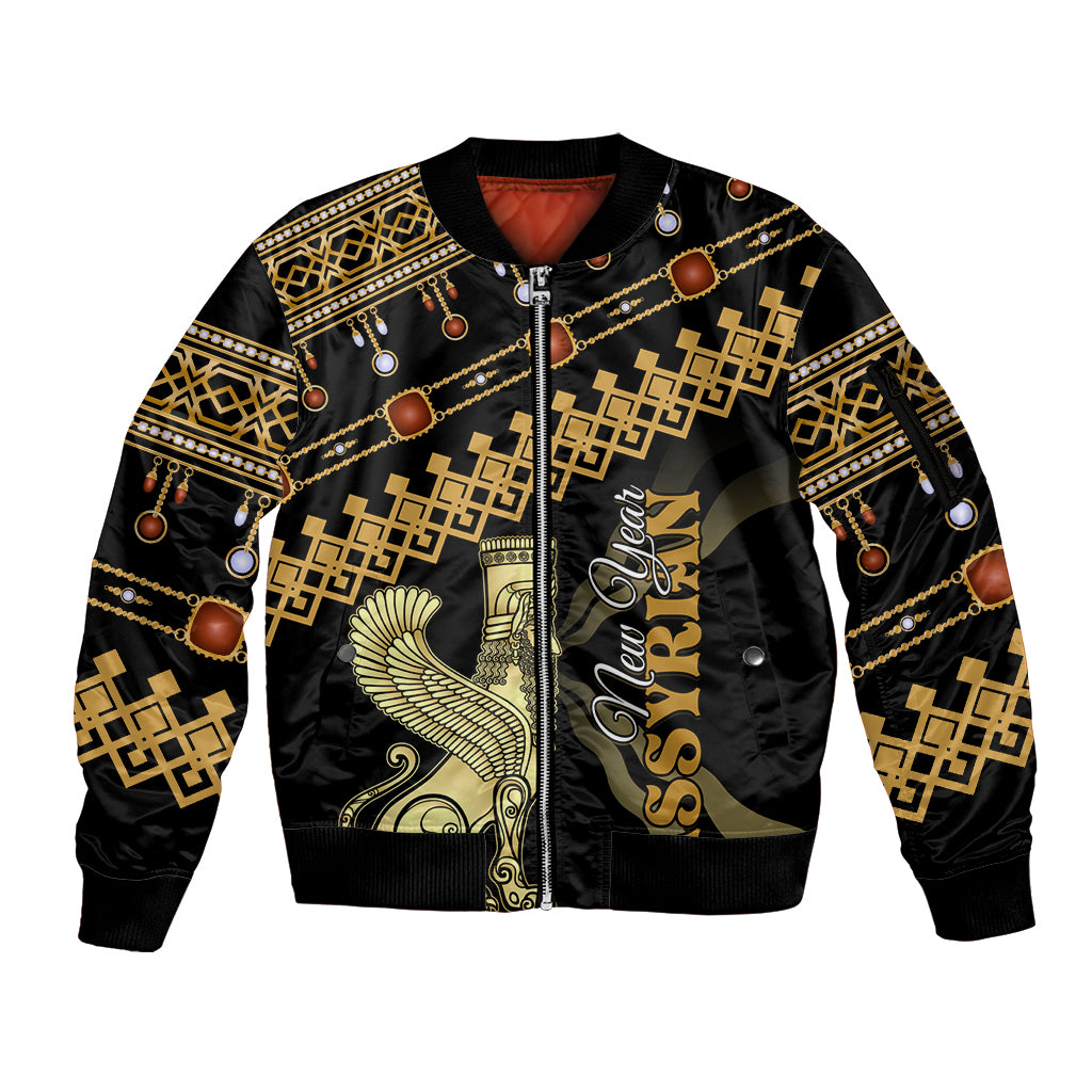 Assyrian New Year Sleeve Zip Bomber Jacket Akitu 6774 Kha B Nissan - Wonder Print Shop