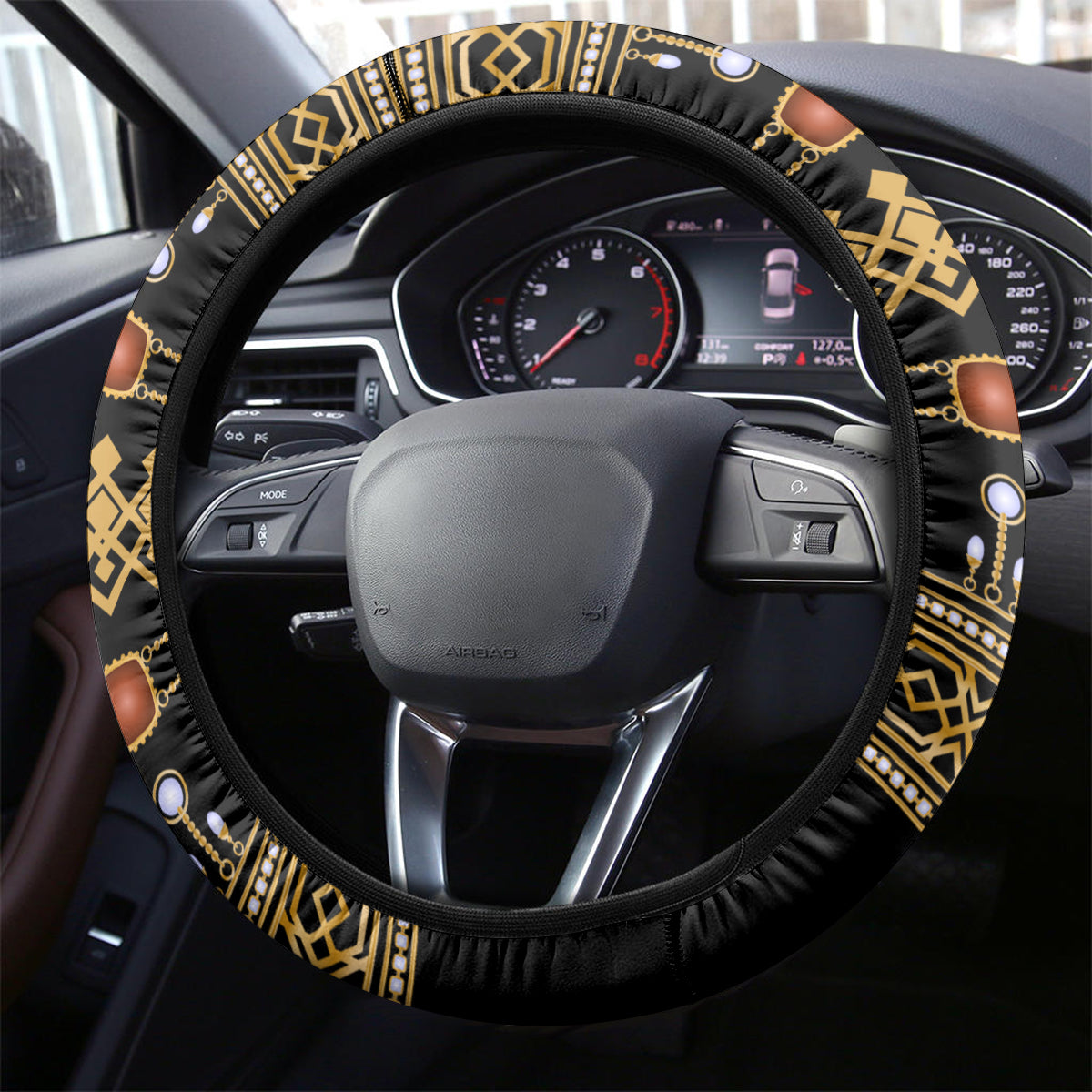 Assyrian New Year Steering Wheel Cover Akitu 6774 Kha B Nissan - Wonder Print Shop