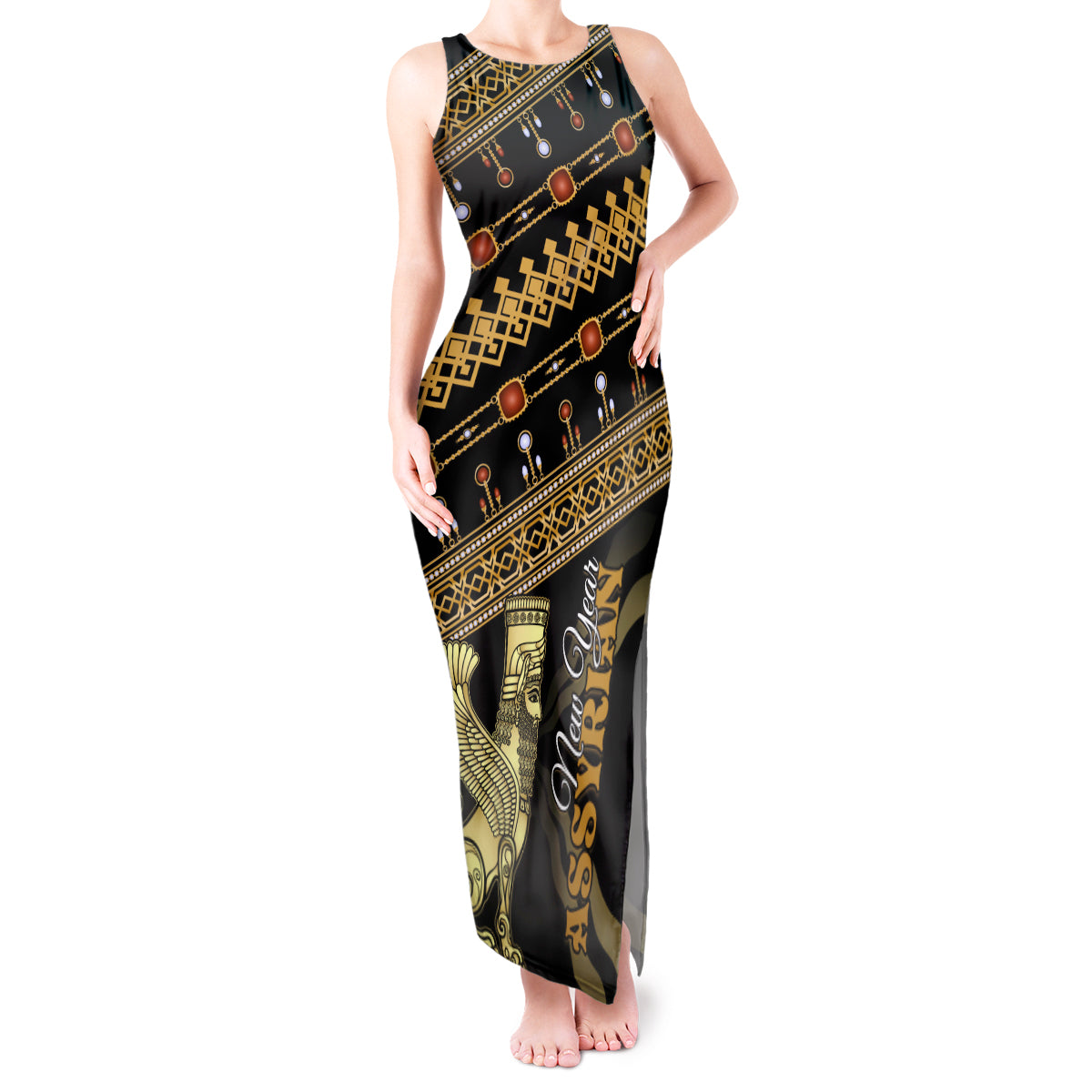 Assyrian New Year Tank Maxi Dress Akitu 6774 Kha B Nissan - Wonder Print Shop