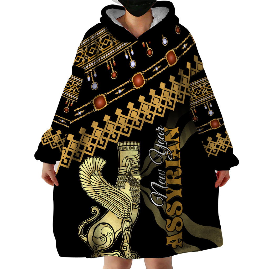 Assyrian New Year Wearable Blanket Hoodie Akitu 6774 Kha B Nissan - Wonder Print Shop