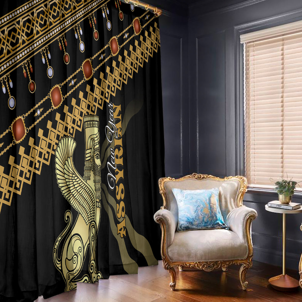 Assyrian New Year Window Curtain Akitu 6774 Kha B Nissan - Wonder Print Shop