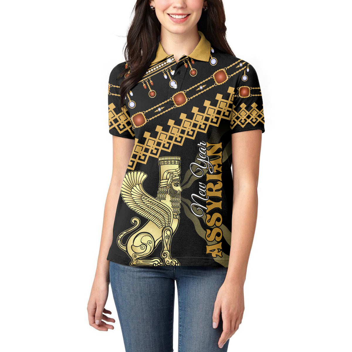 Assyrian New Year Women Polo Shirt Akitu 6774 Kha B Nissan - Wonder Print Shop