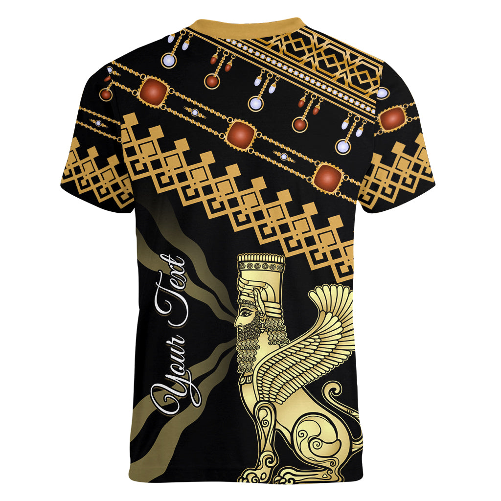 Assyrian New Year Women V Neck T Shirt Akitu 6774 Kha B Nissan - Wonder Print Shop