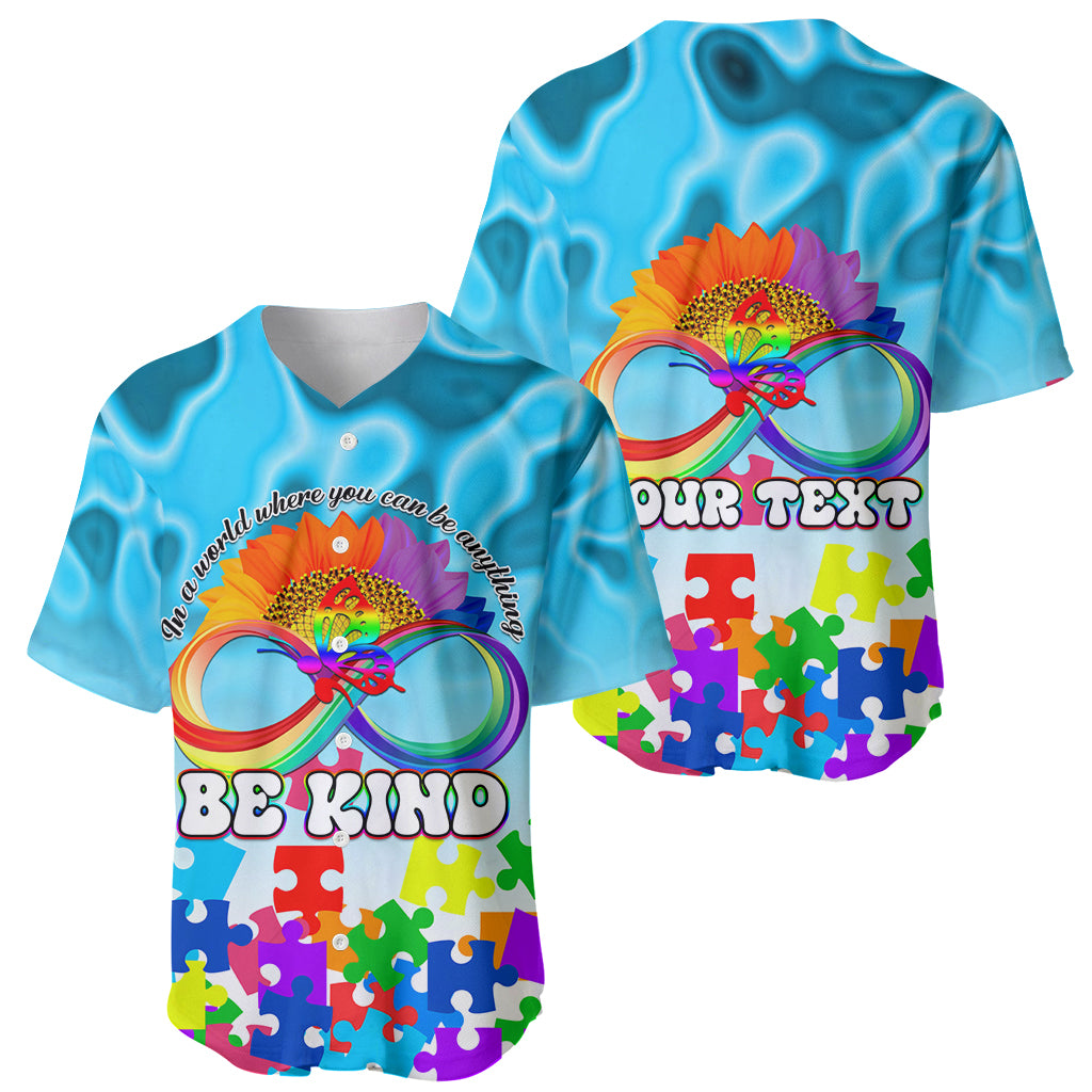 World Autism Awareness Day 2024 Baseball Jersey In A World Where You Can Be Anything Be Kind - Wonder Print Shop