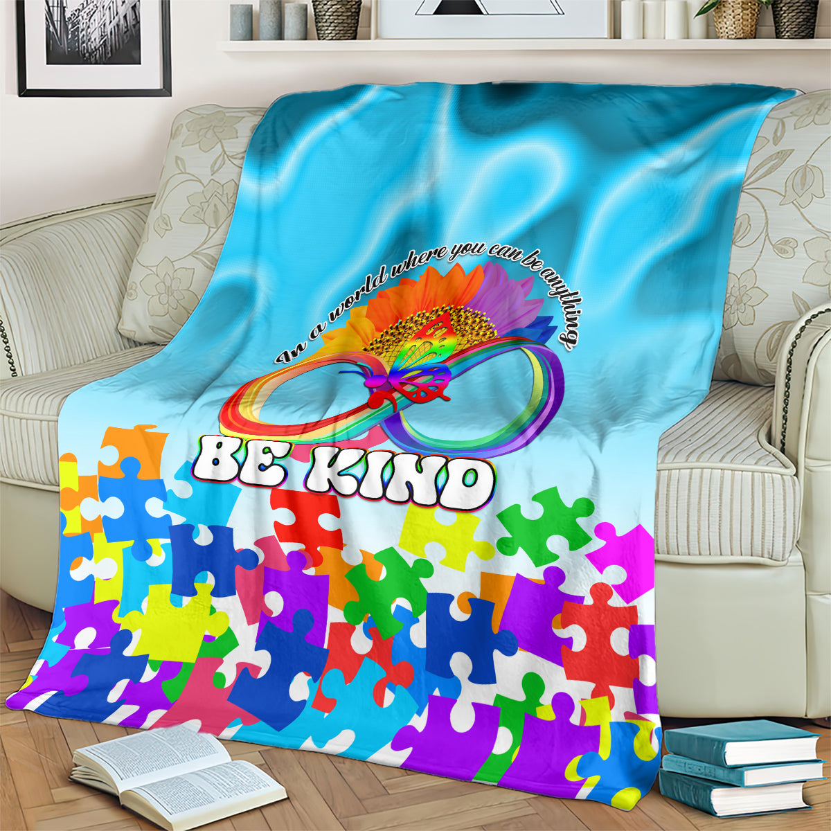 World Autism Awareness Day 2024 Blanket In A World Where You Can Be Anything Be Kind