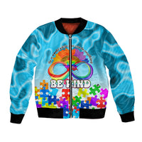 World Autism Awareness Day 2024 Bomber Jacket In A World Where You Can Be Anything Be Kind - Wonder Print Shop