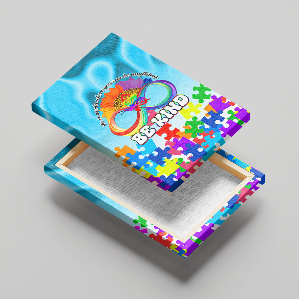 World Autism Awareness Day 2024 Canvas Wall Art In A World Where You Can Be Anything Be Kind - Wonder Print Shop