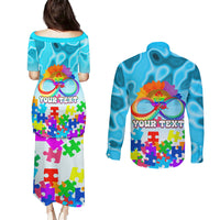 World Autism Awareness Day 2024 Couples Matching Puletasi and Long Sleeve Button Shirt In A World Where You Can Be Anything Be Kind - Wonder Print Shop