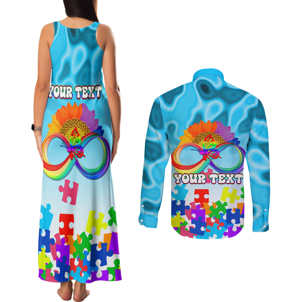 World Autism Awareness Day 2024 Couples Matching Tank Maxi Dress and Long Sleeve Button Shirt In A World Where You Can Be Anything Be Kind - Wonder Print Shop
