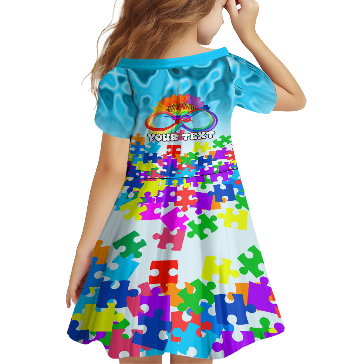 World Autism Awareness Day 2024 Family Matching Off Shoulder Short Dress and Hawaiian Shirt In A World Where You Can Be Anything Be Kind - Wonder Print Shop