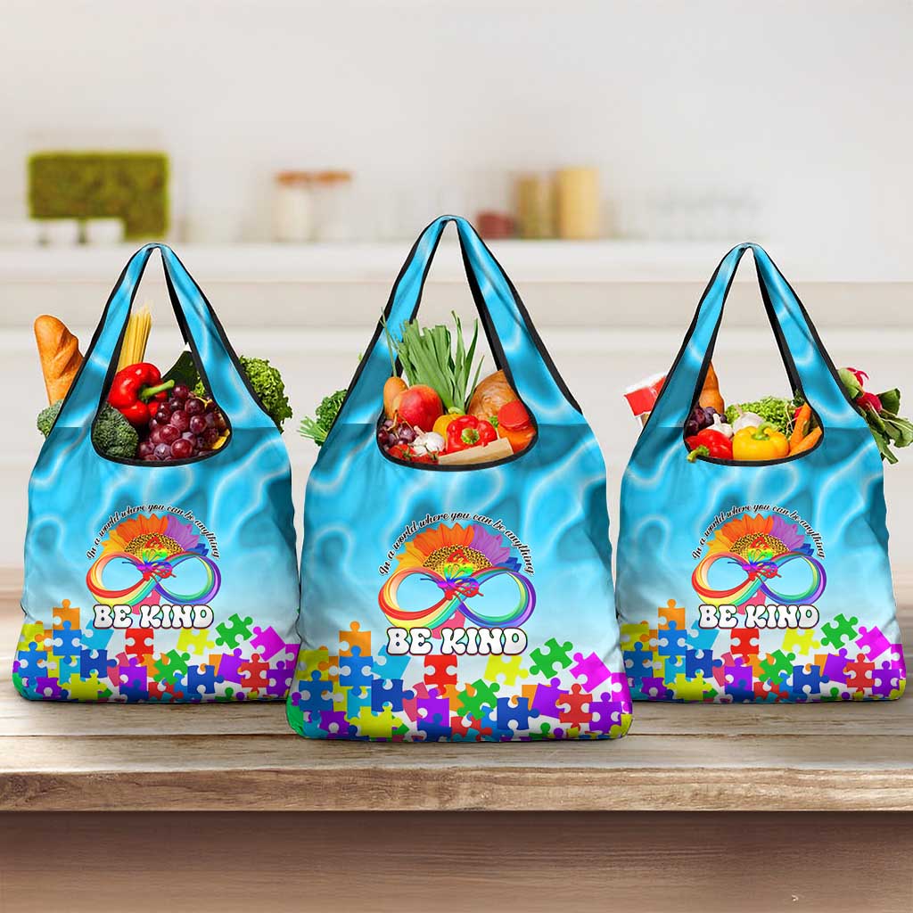 World Autism Awareness Day 2024 Grocery Bag In A World Where You Can Be Anything Be Kind