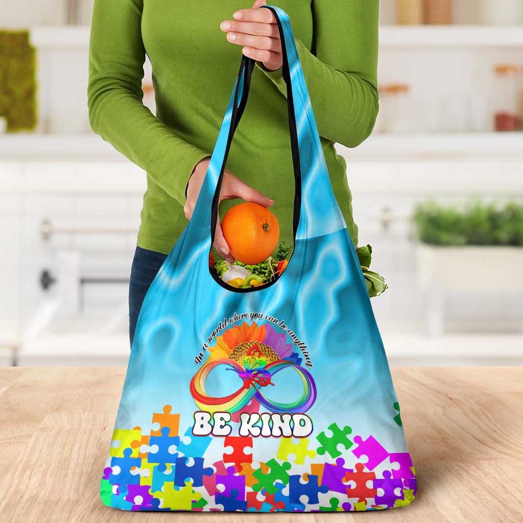 World Autism Awareness Day 2024 Grocery Bag In A World Where You Can Be Anything Be Kind