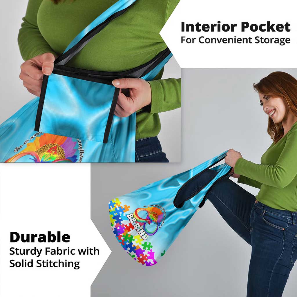 World Autism Awareness Day 2024 Grocery Bag In A World Where You Can Be Anything Be Kind