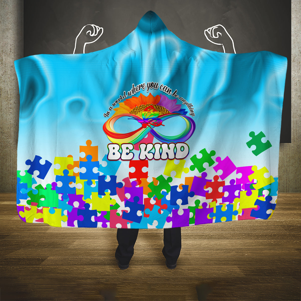World Autism Awareness Day 2024 Hooded Blanket In A World Where You Can Be Anything Be Kind