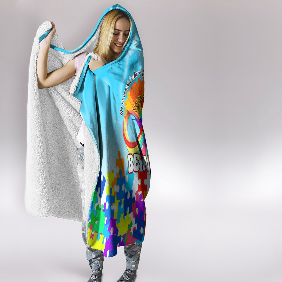 World Autism Awareness Day 2024 Hooded Blanket In A World Where You Can Be Anything Be Kind