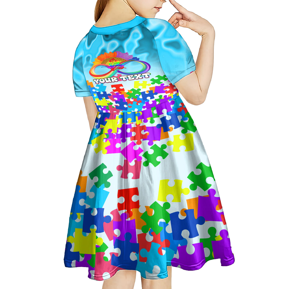 World Autism Awareness Day 2024 Kid Short Sleeve Dress In A World Where You Can Be Anything Be Kind - Wonder Print Shop