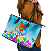 World Autism Awareness Day 2024 Leather Tote Bag In A World Where You Can Be Anything Be Kind - Wonder Print Shop