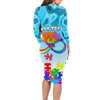 World Autism Awareness Day 2024 Long Sleeve Bodycon Dress In A World Where You Can Be Anything Be Kind - Wonder Print Shop