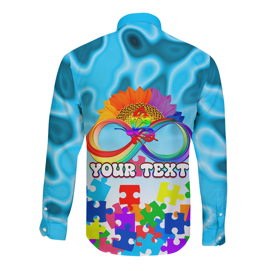 World Autism Awareness Day 2024 Long Sleeve Button Shirt In A World Where You Can Be Anything Be Kind - Wonder Print Shop