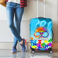 World Autism Awareness Day 2024 Luggage Cover In A World Where You Can Be Anything Be Kind - Wonder Print Shop