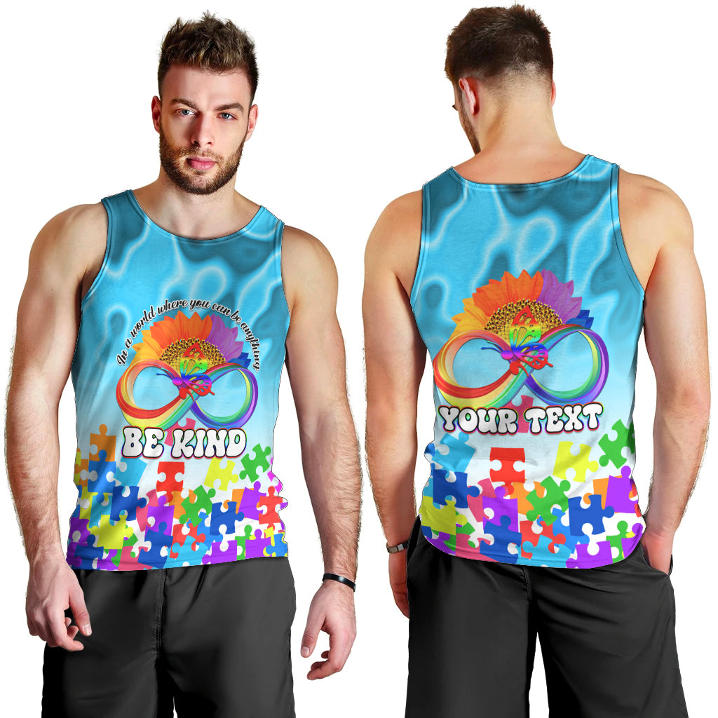 World Autism Awareness Day 2024 Men Tank Top In A World Where You Can Be Anything Be Kind - Wonder Print Shop