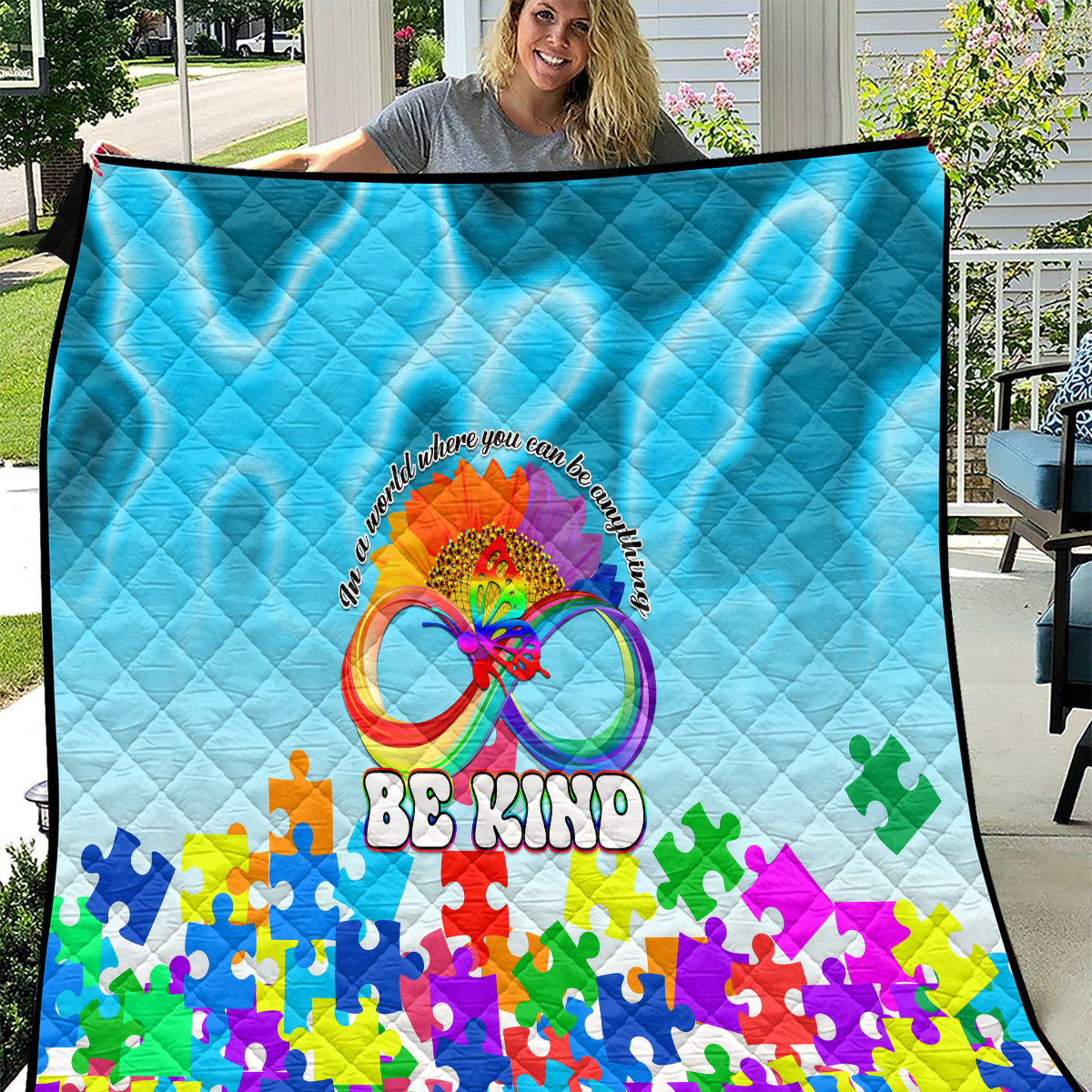 World Autism Awareness Day 2024 Quilt In A World Where You Can Be Anything Be Kind - Wonder Print Shop