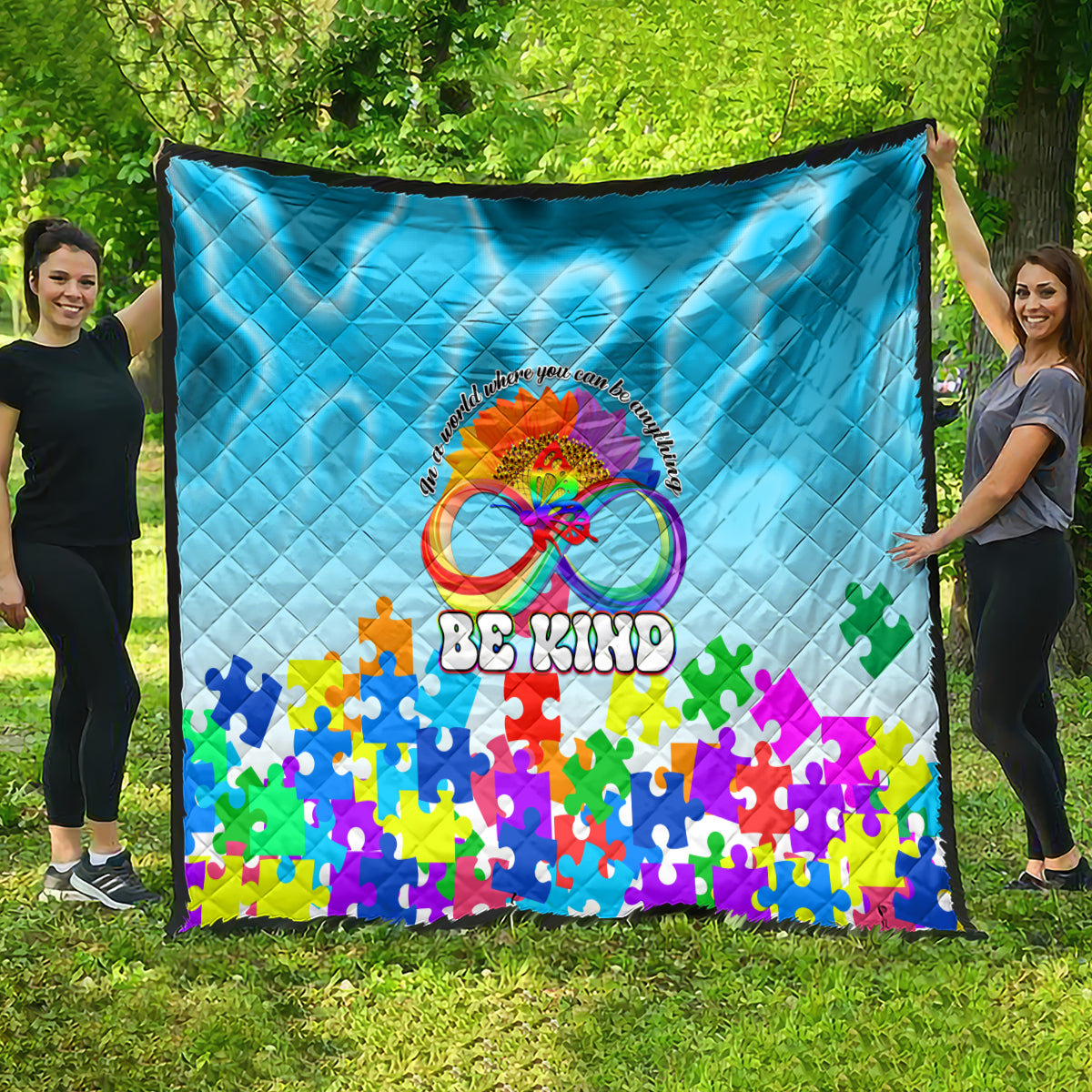 World Autism Awareness Day 2024 Quilt In A World Where You Can Be Anything Be Kind - Wonder Print Shop