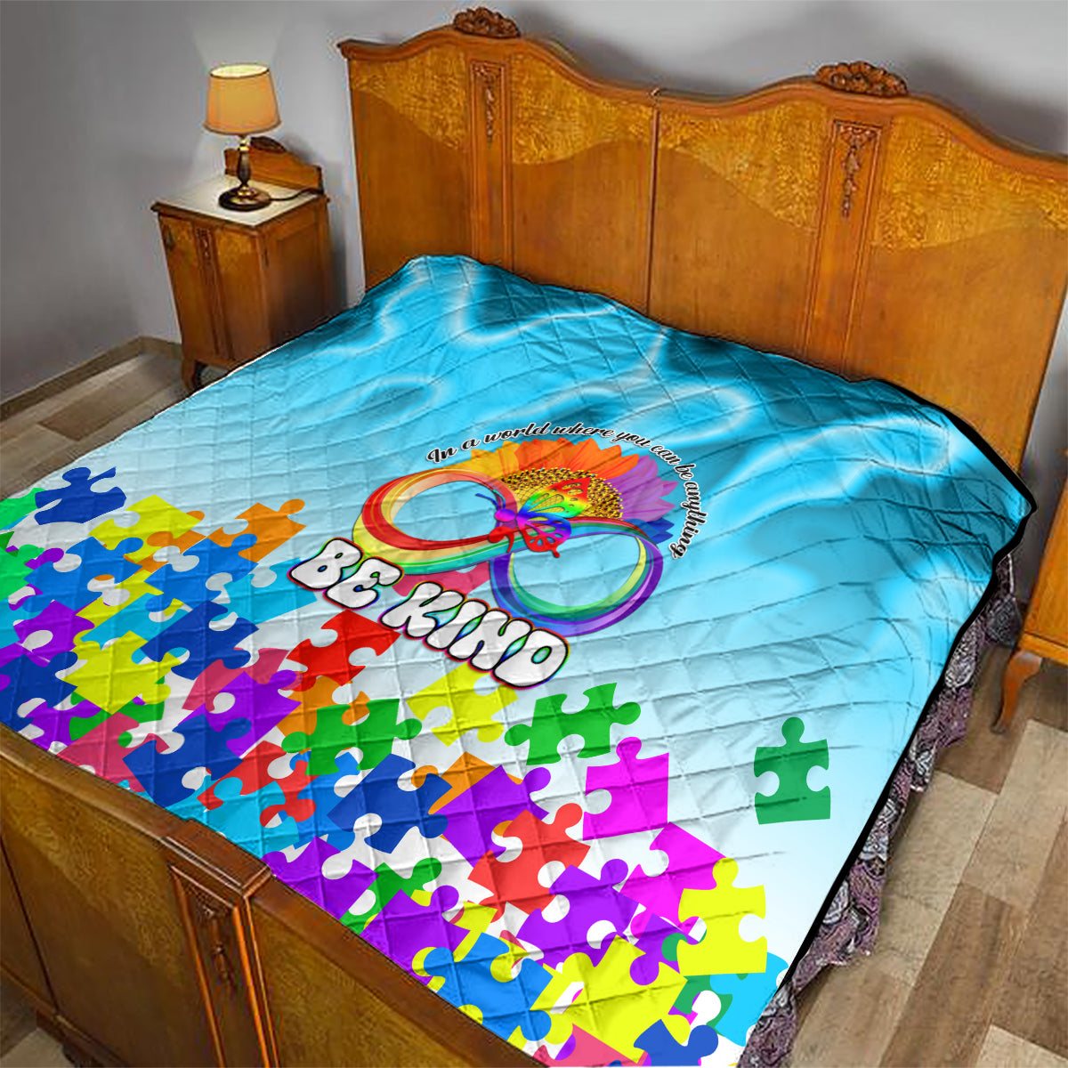 World Autism Awareness Day 2024 Quilt In A World Where You Can Be Anything Be Kind - Wonder Print Shop