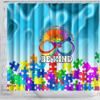 World Autism Awareness Day 2024 Shower Curtain In A World Where You Can Be Anything Be Kind