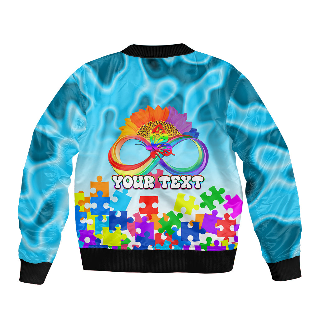 World Autism Awareness Day 2024 Sleeve Zip Bomber Jacket In A World Where You Can Be Anything Be Kind - Wonder Print Shop