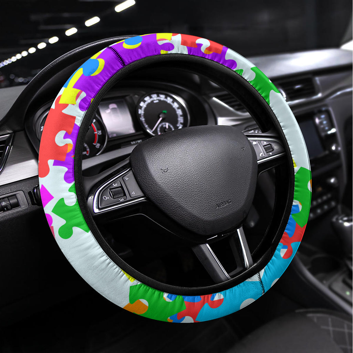 World Autism Awareness Day 2024 Steering Wheel Cover In A World Where You Can Be Anything Be Kind - Wonder Print Shop