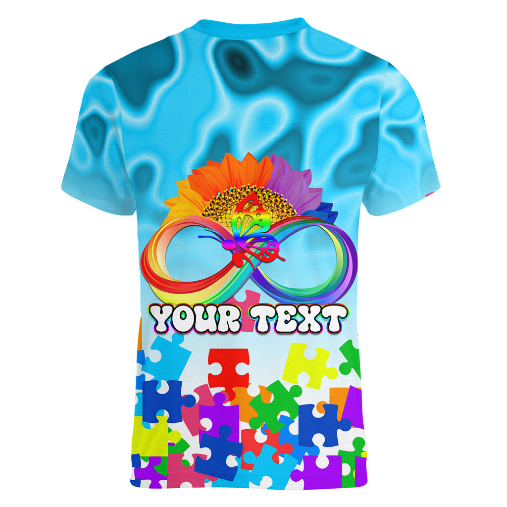 World Autism Awareness Day 2024 Women V Neck T Shirt In A World Where You Can Be Anything Be Kind - Wonder Print Shop