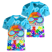 World Autism Awareness Day 2024 Women V Neck T Shirt In A World Where You Can Be Anything Be Kind - Wonder Print Shop