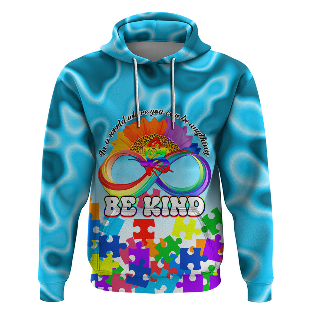 World Autism Awareness Day 2024 Zip Hoodie In A World Where You Can Be Anything Be Kind - Wonder Print Shop